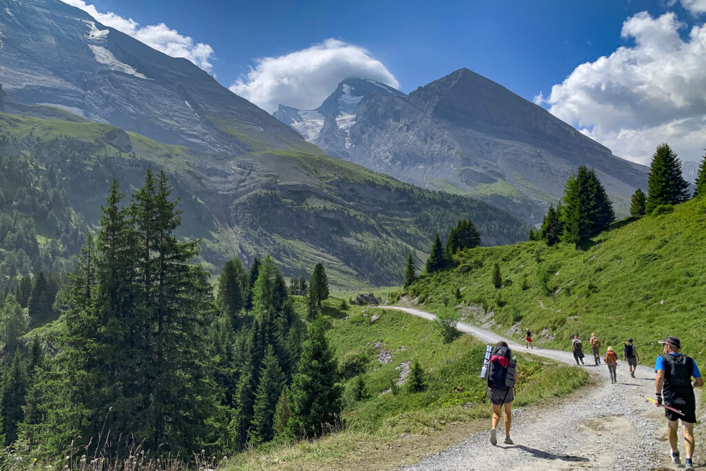 Gemi Pass hiking trail in the Swiss Alps
