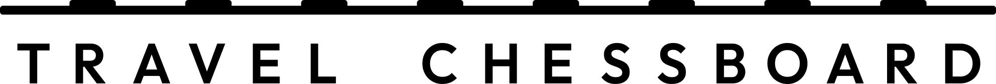 Logo mark resembling an open Travel Chessboard with the name below